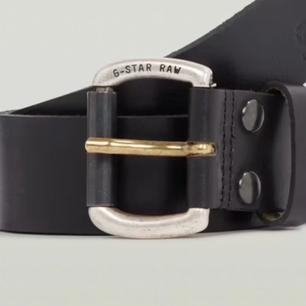 G-Star Raw Dast Belt Black Leather Roller Buckle Size 75 30 D20177-3127-990